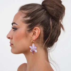 Pendientes Orquídea mini lila