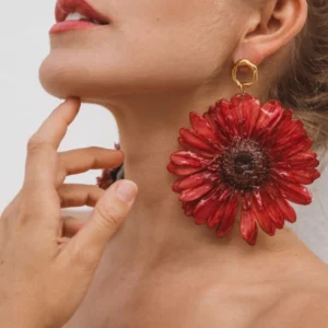 Pendientes Maxi Gerbera roja